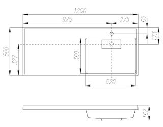 Раковина Акватон Лондри правая 120см 1A72243KLH010